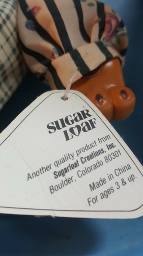 MUÑECA OSO PAN DE AZÚCAR 13.5"" MUY RARO ÚNICO PATAS FACIALES DE PLÁSTICO TRAJE DE COLECCIÓN - Imagen 8 de 9