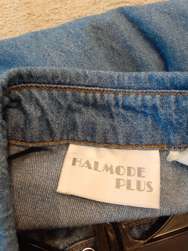 Vtg Halmode Plus Size 18 Denim Shift Maxi Dress 100% Cotton Buttons Short Sleeve - Picture 7 of 10