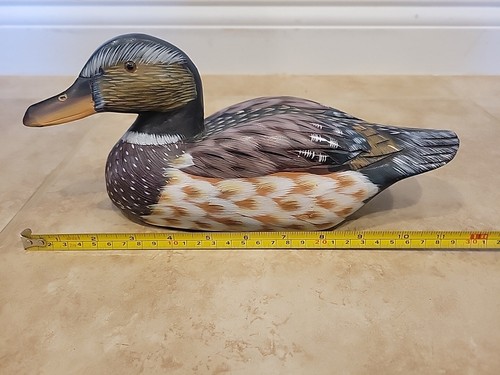 Vintage Carved And Hand Painted Signed Duck Decoy - Picture 8 of 9