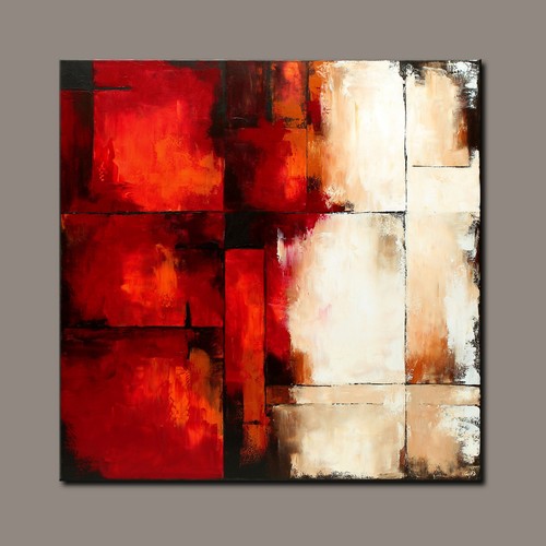 NOVAARTE Acryl Bild Gemälde Abstrakt Modern Kunst Art Malerei Rot Beige ORIGINAL - Bild 5 von 7