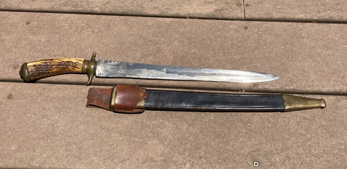 19th Century Imperial German Hunting Sword Hirschfanger Cutlass Stag Brass Mnt - Picture 3 of 15