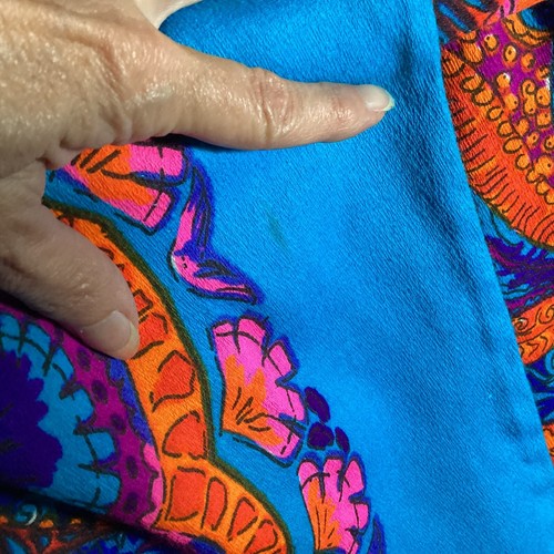 VTG Dress Mcm Kaftan psychedelic Maxie Batwing paisley Bold 70’s M/L Pake Muu - Picture 13 of 16