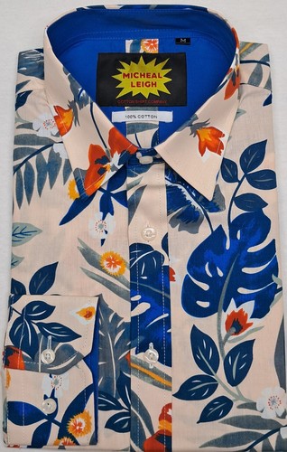 *LIMITED TIME DEAL* MENS CASUAL WEAR LONG SLEEVES SHIRTS FLORAL PATTERN COTTON - Picture 2 of 7