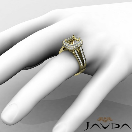Diamond Engagement Emerald Semi Mount Anniversary Pave Split Shank Ring 1.33Ctw. - Picture 22 of 24