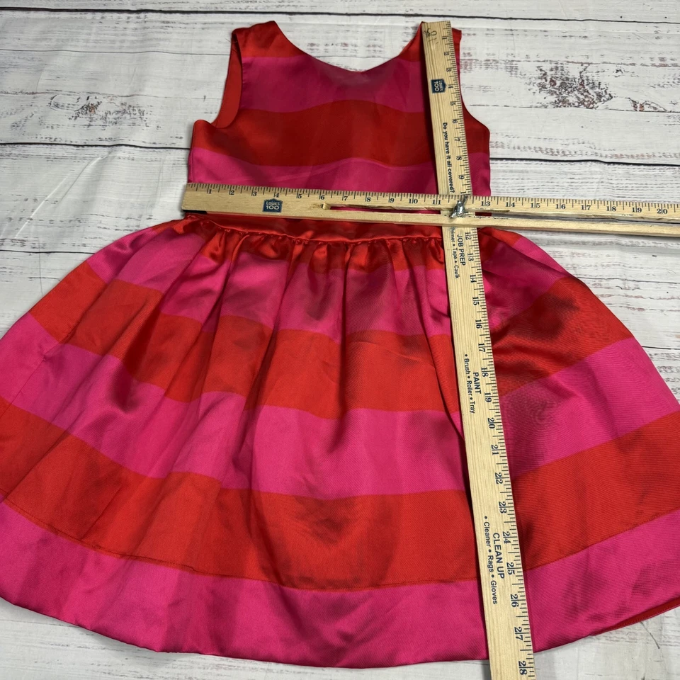 Kids Girls Kate Spade New York Skirt The Rules Pink Red Stripe Flare Dress Sz 10 - Image 2 of 4