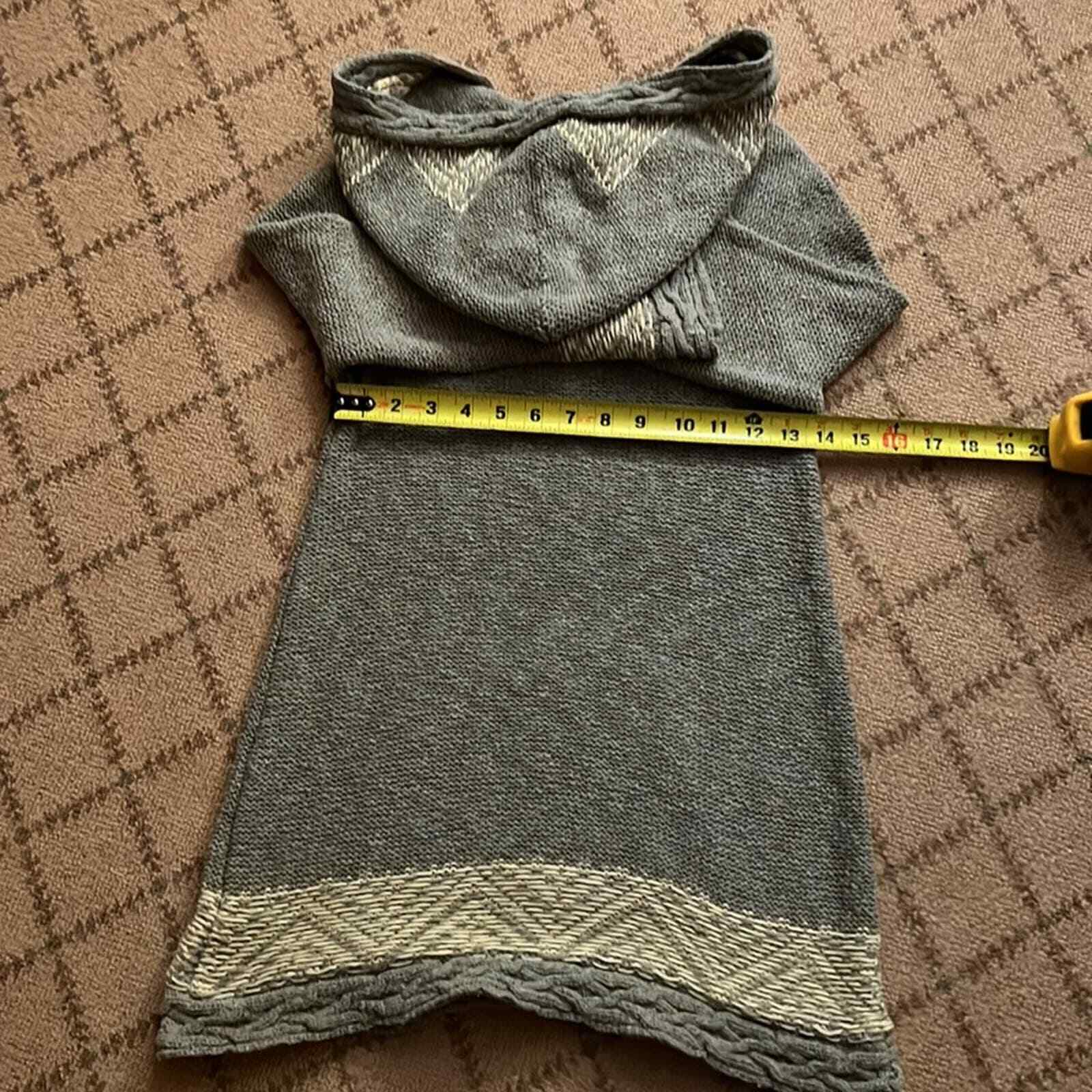 Free People gray knit hooded boho tunic w white d… - image 8