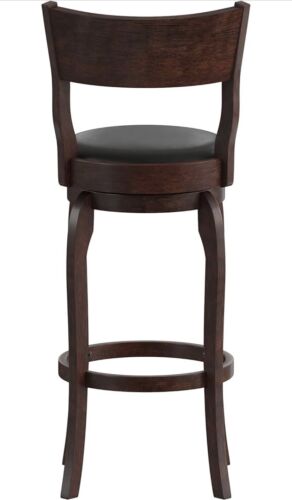 Taylor & Logan Enola Wooden Open Back Swivel Bar Stool in Espresso Black Seat - Picture 5 of 6
