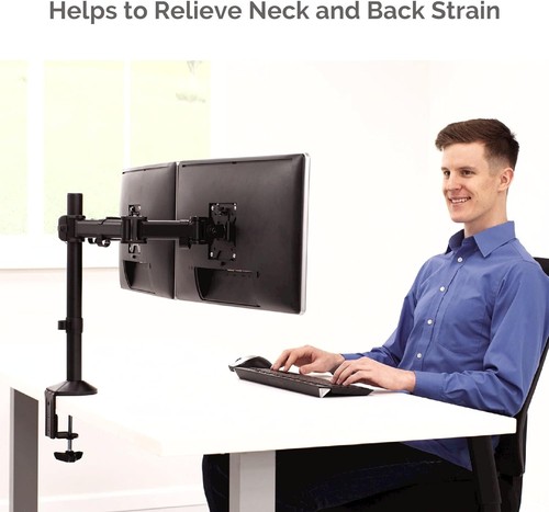 Dual Monitor Arm Stand, Adjustable, 27" Monitor - Fellowes 8502601 Reflex - Picture 8 of 9