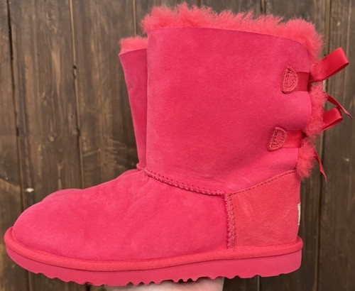UGG Bailey Bow Boots Pink Girl/kid Size 4 - Picture 3 of 15