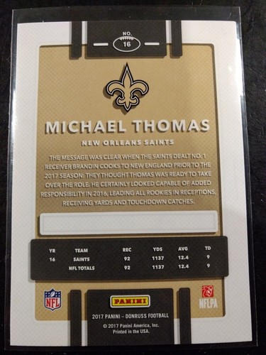 Donruss Press Proof 2017 verde Michael Thomas #16 New Orleans Saints 🏈 - Imagen 2 de 2