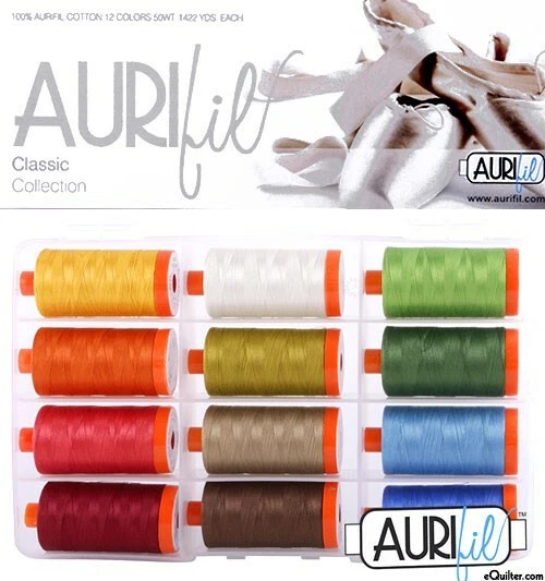 AURIFIL Classic Collection - 12 Large Spools 50wt 100% Mako Cotton Thread Set - Image 2 of 3