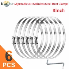 8In Pipe Clamp Duct Clamp Worm Gear Hose Clamp 194-216mm Fuel Line Clamp 6pcs