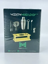 NEW! Modern Mixology 7 Piece Professional Bartender Cocktail Shaker Set Wood