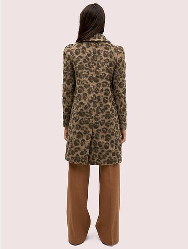 Kate Spade New York 248853 Womens Brushed Leopard Coat Hazelnut Size 6 - Picture 4 of 4