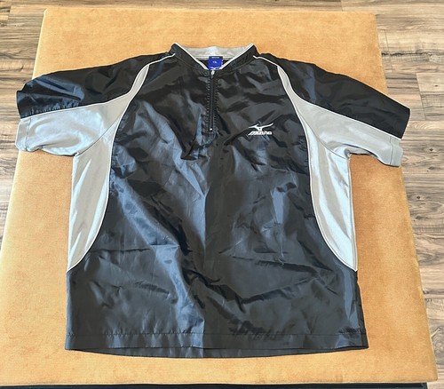 Mizuno 1/4 Zip Athletic Shirt Youth Medium YXL Black Racing Baseball Windbreaker - Picture 1 of 4