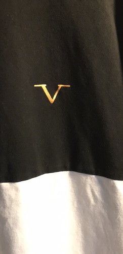 Studio de Vestiti Eleganti Black White Gold Short Sleeve Pullover T Shirt Sz XL - Picture 2 of 12