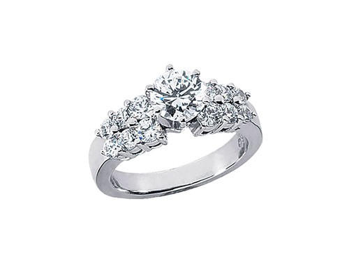 Genuine 1.50Ct Round Diamond Open Gallery 2Row Engagement Ring 14k Gold GH SI1