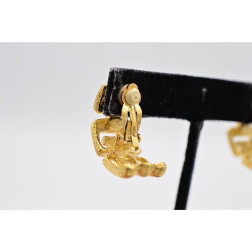 Givenchy Vintage Logo Clip GG Ohrringe gebürstet Gold Creolen Runway signiert BinW - Bild 9 von 11