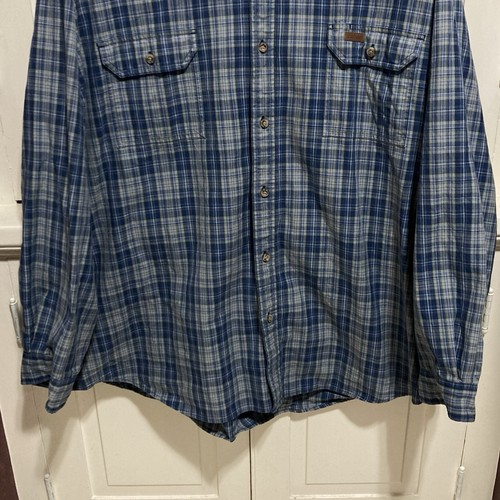 Carhartt Mens Size 4CL Blue Plaid Checkered Long Sleeves Shirt Top Pocket Button - Picture 5 of 7