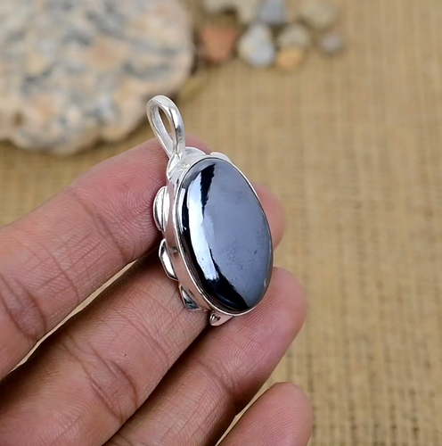 Shungite Gemstone Handmade 925 Sterling Silver Pendant Wedding Jewelry For Gift - Video 1 of 1