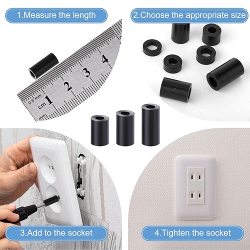 Schwarz PA66 Nylon Abstandshalter ohne Gewinde Kunststoff Abstandsscheibe 2,7/3,2/4,2 mm/5,2 mm - Bild 4 von 7