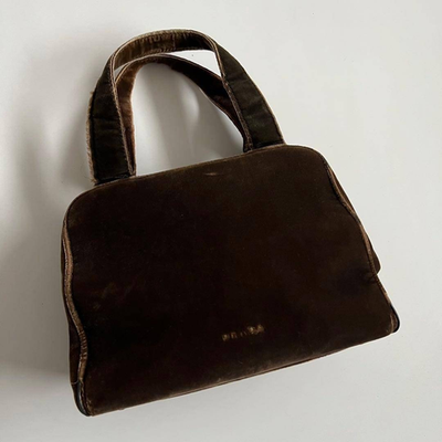 バッグ PRADA archive hand bag brown tote bag Prada Velvet Tote Bag Brown Velours Logo Handbag Archive Vintage