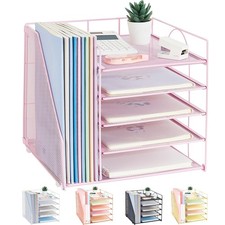 Desk Organizers and Accessories, 5-Tier Paper Letter Tray Organizer with File...