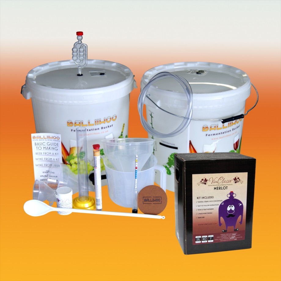 Basic 30 Bottle Wine Starter Equipment Set With Merlot Ingredient Kit