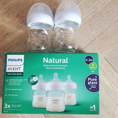 Philips Avent GLASS bottles 4oz 0-3 Month 2 Drops 2 Pk