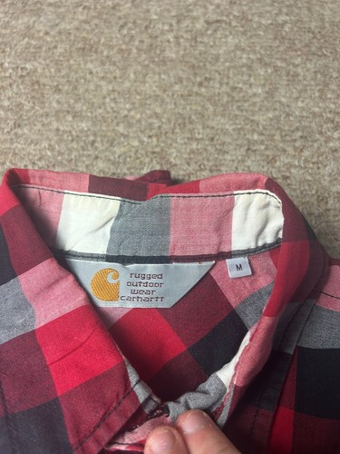 Carhartt WIP Mens Size Medium Check Pattern Button Up Long Sleeve Shirt Pocket - Picture 3 of 7