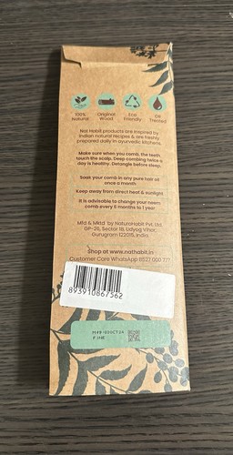 Kacchi Neem Breitzahn Holz Haarkamm Entwirren, Frizz Kontrolle & Glanz Neu in Verpackung - Bild 6 von 11