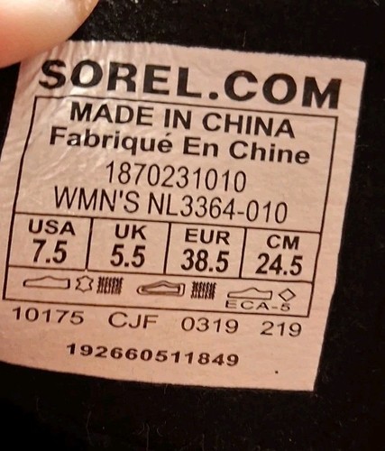 Sorel Women's Boots Size 7.5 #1870231010 NL3364-010 Black Ankle - Picture 5 of 12