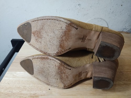 Frye Stud Bootie Women's Size 8.5 Reed Showdown Fringe Tan Ankle Boots **EUC - Picture 6 of 8