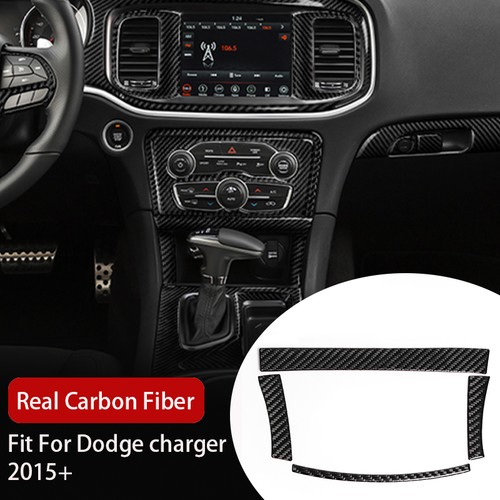 4Pcs Real Carbon Fiber Storage Box Frame Cover Trim Fits Dodge Charger 2015~23 - Picture 2 of 13