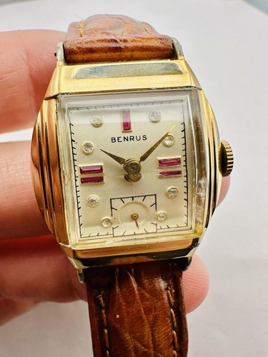 BENRUS Vintage Mens Swiss Watch Mechanical Model CW 2 Fancy Dial 1940s RUNNING - 第 11/13 張圖片