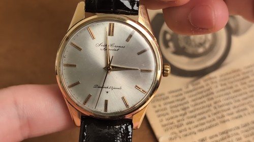 Vintage 1963 SEIKO Cronos Special 15039 Gold Filled Diashock Men's Watch 36mm - Video 1 of 1