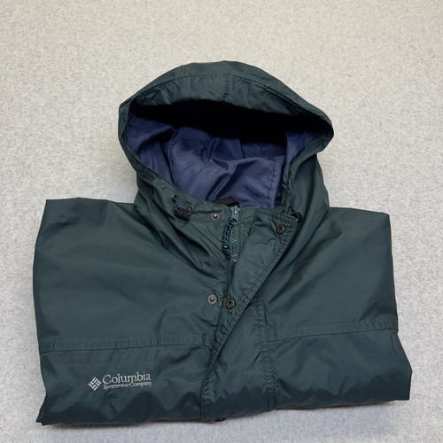 Vintage Columbia Jacket Mens XL Green Full Zip Hooded Pockets Windbreaker - Picture 10 of 12