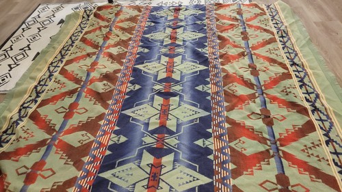 1930er 40er Vintage Leuchtfeuer Stil Ombré Camp Decke Apx 74x68 Southwestern Azteken - Bild 12 von 13