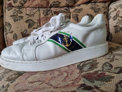 Lauren Ralph Lauren Anchor Print White Trainers Uk 8, Eu 42 - Picture 1 of 9