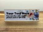 Personalised Desk Plaque Name Plate Custom Plaque Work Office - Two Flowers
