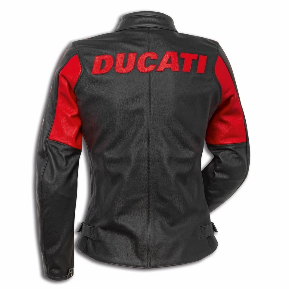 Ducati C4 Company Black Red Women’s Motorbike Racing Leather Jacket - Image 2 of 4