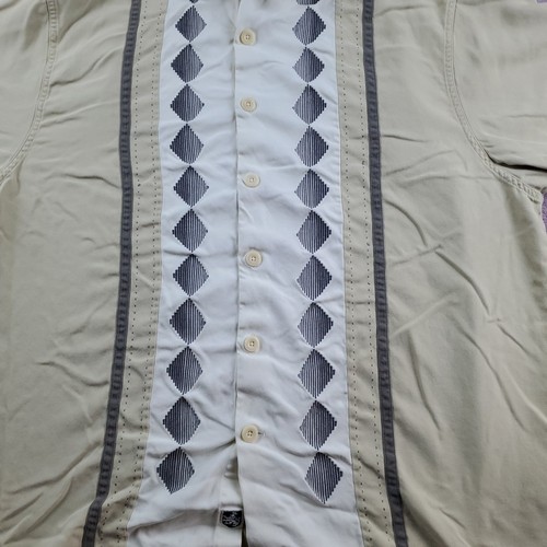 Nat Nast Shirt Luxury Originals Mens Large Beige 100% Silk Bowling Diamonds - Picture 4 of 18