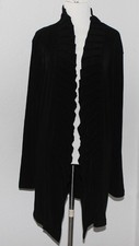 Women's CHICO'S TRAVELERS Black Open Knit Blazer w Ruffles Size 3 16/18