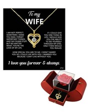 ziella Preserved Flowers Rose Box with Double Heart Necklace, Eternal Rose Gifts