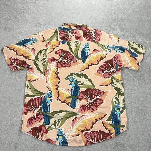 Tommy Bahama Shirt Men Large Silk Button Up Hawaiian Flock N Roll Beach Vacation - Picture 9 of 10
