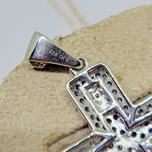 JTV Bella Luce Esotica Sterling Silver American Flag Cross Pendant Necklace ~18" - Picture 7 of 8