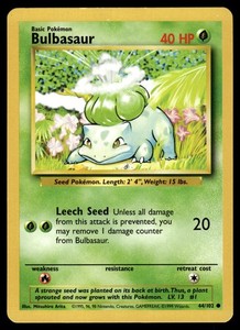 BULBASAUR - 44/102 - BASE SET 1999 WOTC POKEMON - LP [B]