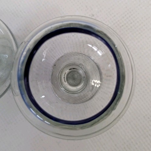 Mexican Hand Blown Glass Set of 2 Brandy Cognac Tequila Snifter Cobalt Blue Rim - Picture 7 of 12