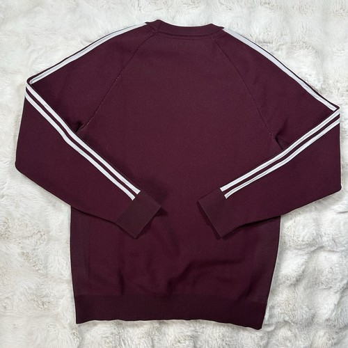 Adidas Sweater Men's Size Medium Maroon Knitted Stretch Pullover Crewneck - Picture 7 of 7