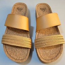 Women  s REEF Cushion Vista Hi Sandals, Color Natural Braid, Vegan Non-PVC Size 8